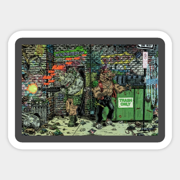 Rocksteady and Bebop Sticker by Rudeman